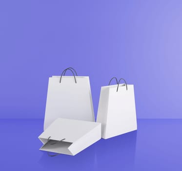 Paper shopping bag on purple background. Shopping sale delivery concept