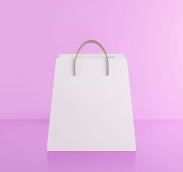 Paper shopping bag on pink background. Shopping sale delivery concept