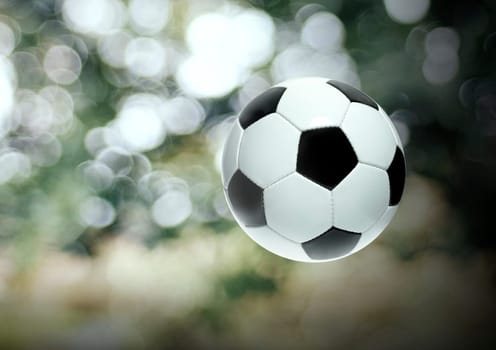 Soccer ball On bokeh Blur background