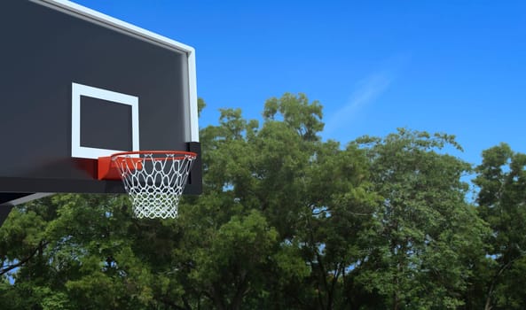 Unoccupied basketball playground in the city park