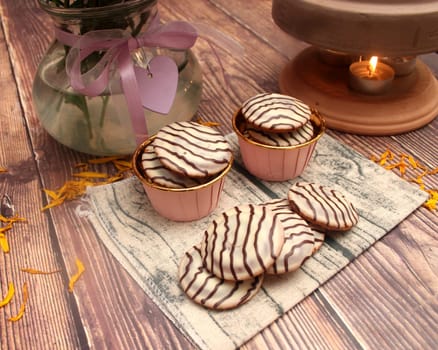 soft cakes with chocolate and jam