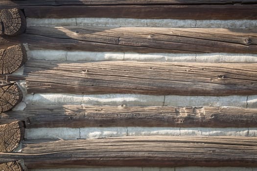 Abstract of Vintage Antique Log Cabin Wall.