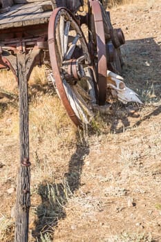 Abstract of Vintage Antique Wood Wagons and Wheels.