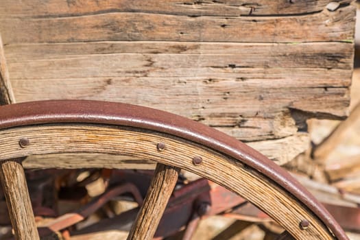 Abstract of Vintage Antique Wood Wagon Parts.