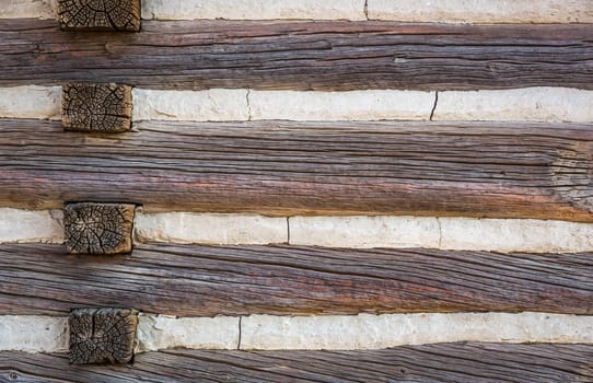 Abstract of Vintage Antique Log Cabin Wall.