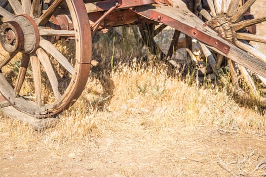 Abstract of Vintage Antique Wood Wagons and Wheels.