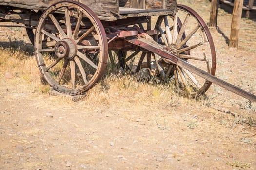 Abstract of Vintage Antique Wood Wagons and Wheels.