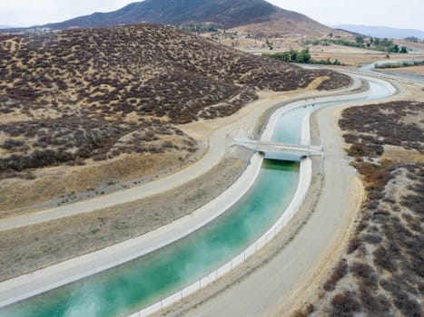 Aerial View of Water Flowing Through Aqueduct.
