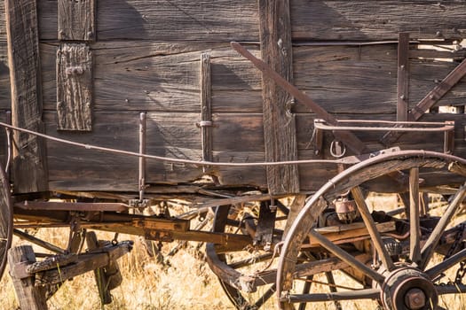 Abstract of Vintage Antique Wood Wagons and Wheels.