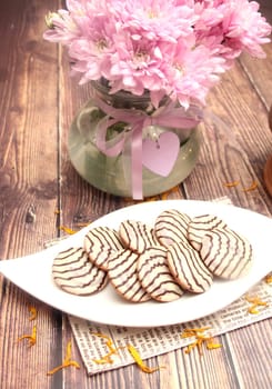 soft cakes with chocolate and jam