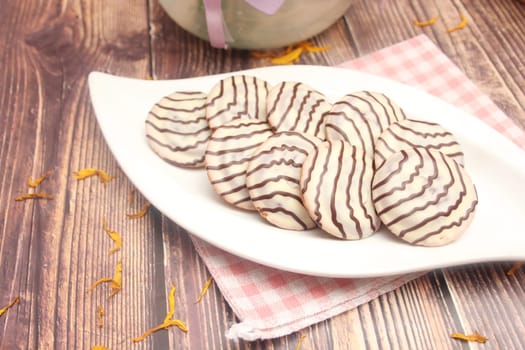 soft cakes with chocolate and jam