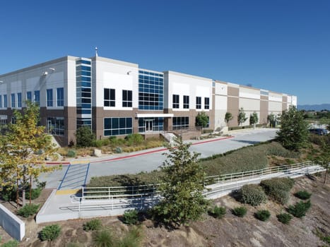 Aerial View Of Industrial Commerce Office Buildings.