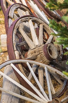 Abstract of Vintage Antique Wood Wagon Wheels.