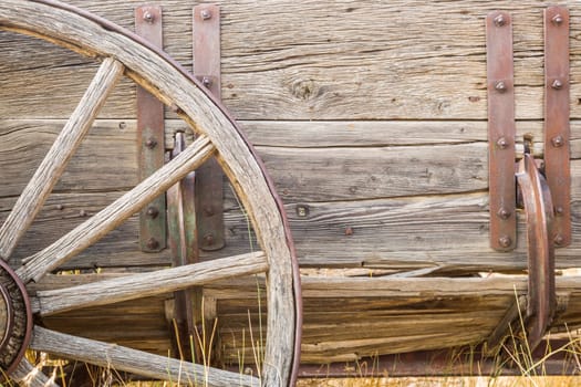 Abstract of Vintage Antique Wood Wagon Parts.