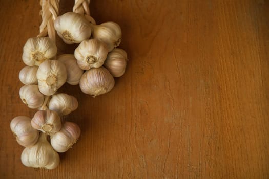 garlic spices organic food ingredient kitchen table healthy eating wooden background