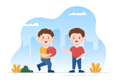 Students Leave School Building After Class or Program and Back to Home in Template Hand Drawn Cartoon Flat Style Illustration