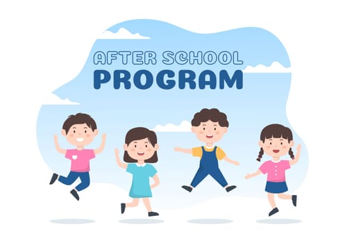 Students Leave School Building After Class or Program and Back to Home in Template Hand Drawn Cartoon Flat Style Illustration