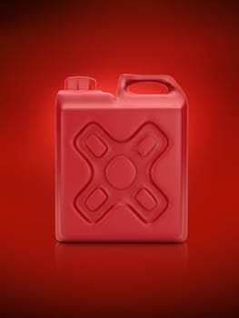 Blank packaging red plastic gallon on red background. 3d render