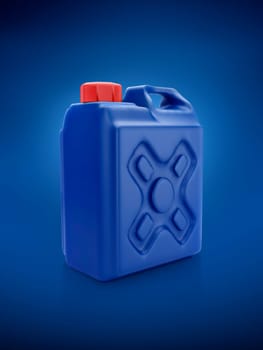 blue plastic gallon empty packaging on blue background 3d render