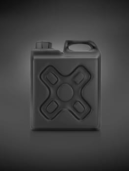 Blank packaging black plastic gallon on black background. 3d render