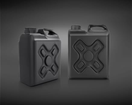 Blank packaging black plastic gallon on black background. 3d render
