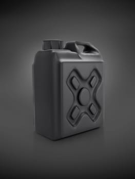 Blank packaging black plastic gallon on black background. 3d render