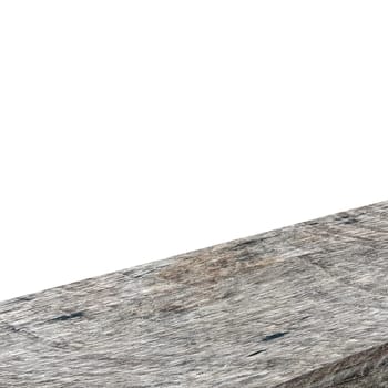A view of the corner of a wooden table or corner of a wooden table on a white background. 3d render