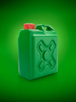 Blank packaging green plastic gallon on green background. 3d render