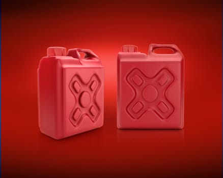 Blank packaging red plastic gallon on red background. 3d render
