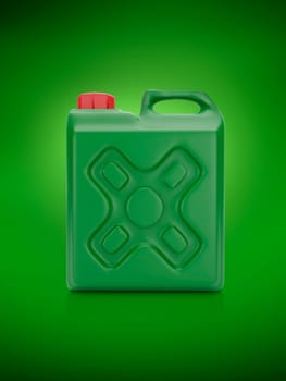 Blank packaging green plastic gallon on green background. 3d render