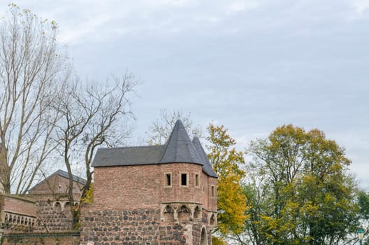Medieval gate of the fortress Zons,the south gate photographed from the side.