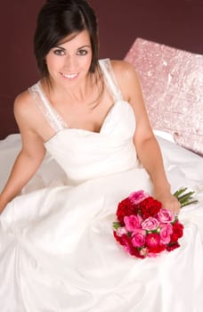 Bride Seated with Bouquet