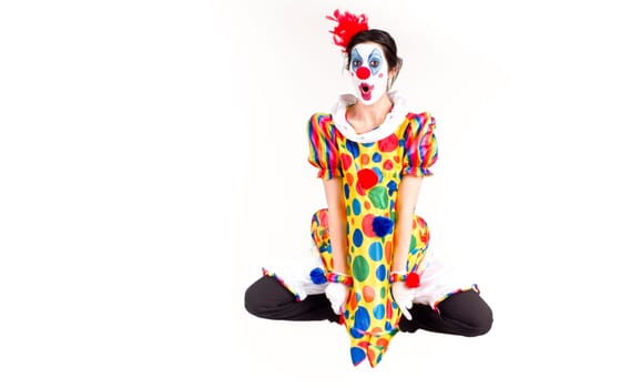 Woman Clowning around in Mid Air as if there were zero gravity