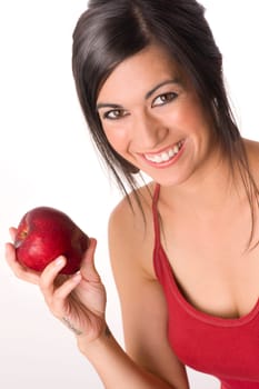 Beautiful Brunette with Apple