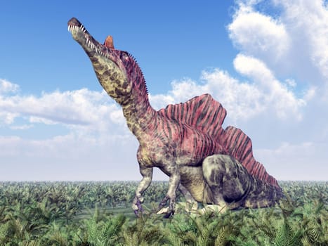 Computer-generated 3D illustration with the dinosaur Ichthyovenator