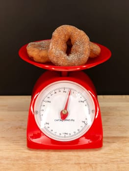 A close up shot of a set of food scales