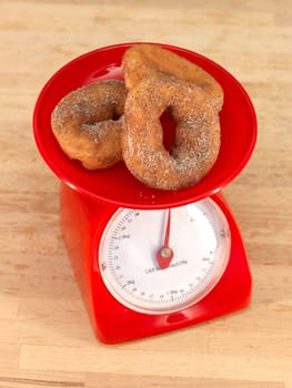 A close up shot of a set of food scales