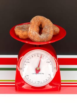 A close up shot of a set of food scales