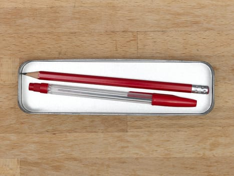 A close up shot of a school pencil case