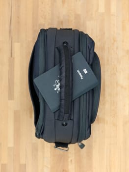 A close up shot of carry on luggage