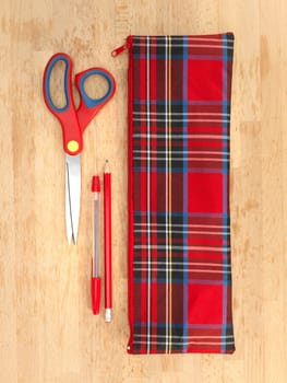 A close up shot of a school pencil case