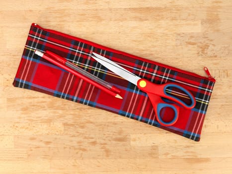 A close up shot of a school pencil case