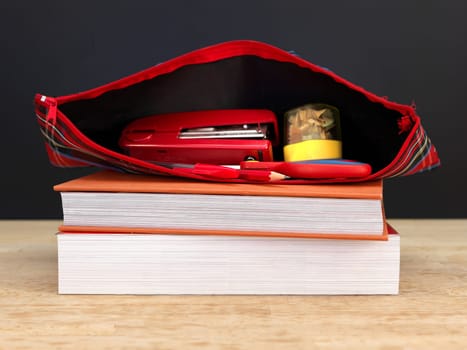 A close up shot of a school pencil case