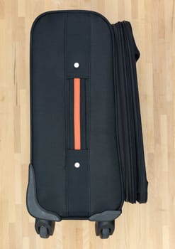 A close up shot of carry on luggage