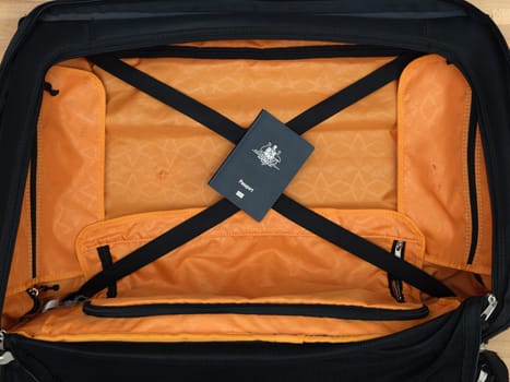 A close up shot of carry on luggage