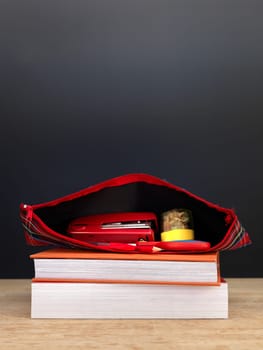 A close up shot of a school pencil case