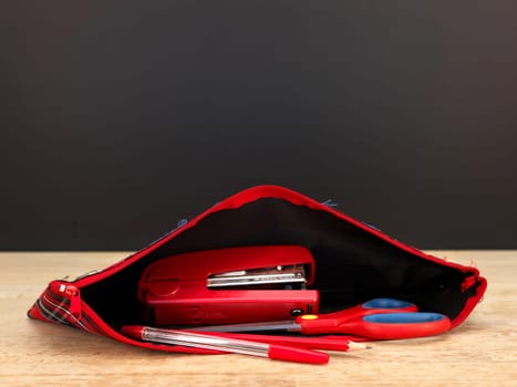 A close up shot of a school pencil case