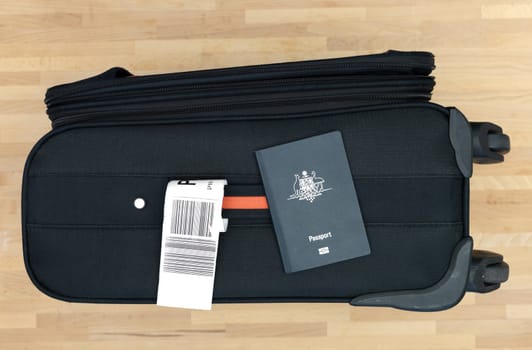 A close up shot of carry on luggage