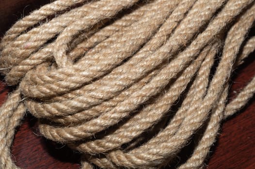 Bunch of thick rope close up
