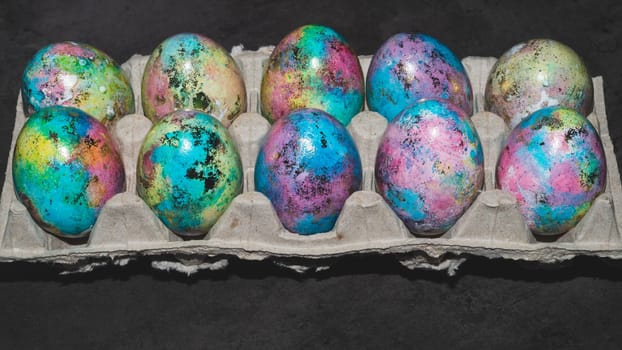 Colorful eggs for holiday easter close up